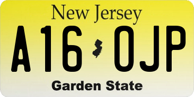 NJ license plate A16OJP