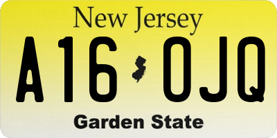 NJ license plate A16OJQ