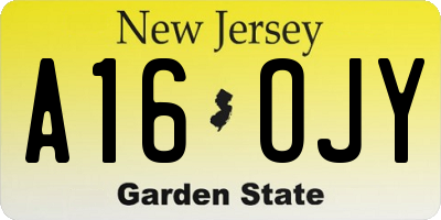 NJ license plate A16OJY
