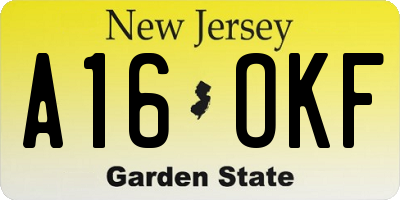 NJ license plate A16OKF