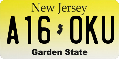 NJ license plate A16OKU