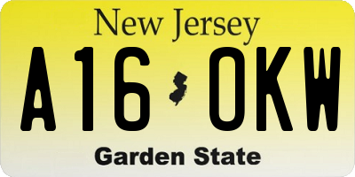 NJ license plate A16OKW