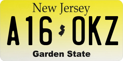 NJ license plate A16OKZ