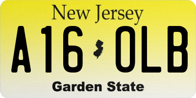 NJ license plate A16OLB