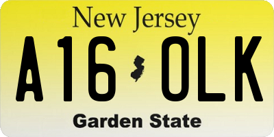 NJ license plate A16OLK