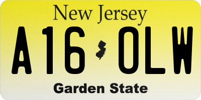 NJ license plate A16OLW