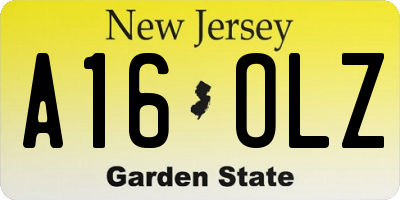NJ license plate A16OLZ