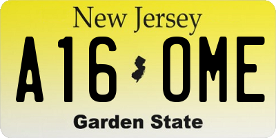 NJ license plate A16OME