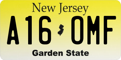 NJ license plate A16OMF