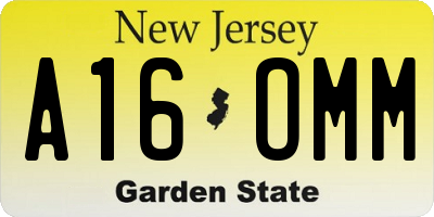 NJ license plate A16OMM