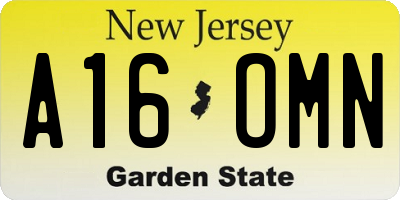 NJ license plate A16OMN