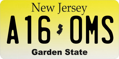 NJ license plate A16OMS