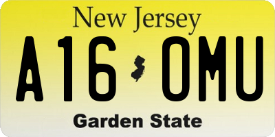 NJ license plate A16OMU
