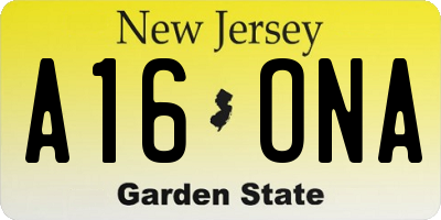 NJ license plate A16ONA