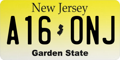 NJ license plate A16ONJ