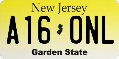 NJ license plate A16ONL