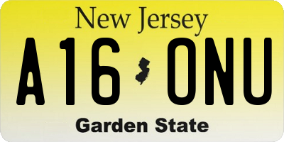 NJ license plate A16ONU