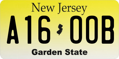 NJ license plate A16OOB