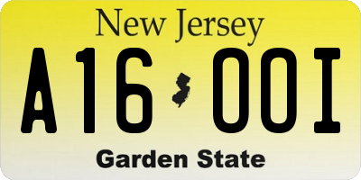 NJ license plate A16OOI