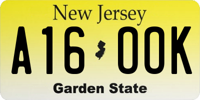 NJ license plate A16OOK