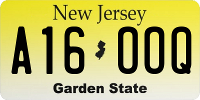 NJ license plate A16OOQ