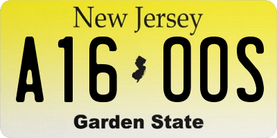 NJ license plate A16OOS