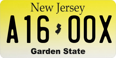 NJ license plate A16OOX