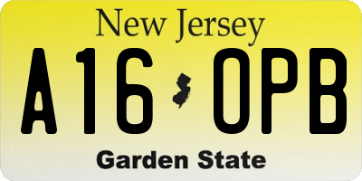 NJ license plate A16OPB