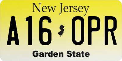 NJ license plate A16OPR