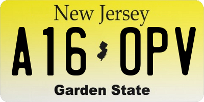 NJ license plate A16OPV