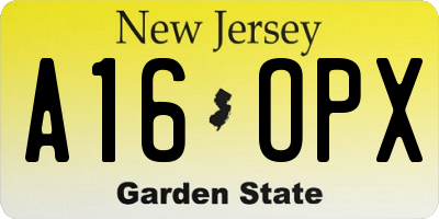 NJ license plate A16OPX