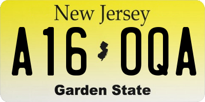 NJ license plate A16OQA