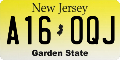 NJ license plate A16OQJ