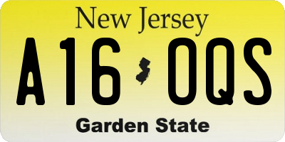 NJ license plate A16OQS