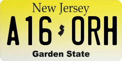 NJ license plate A16ORH