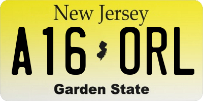 NJ license plate A16ORL