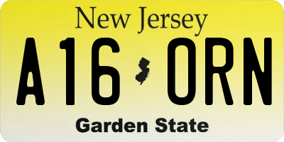 NJ license plate A16ORN