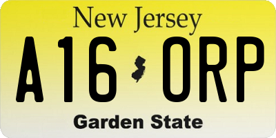 NJ license plate A16ORP