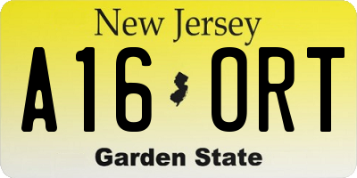 NJ license plate A16ORT