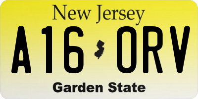 NJ license plate A16ORV
