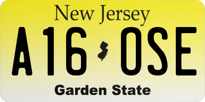 NJ license plate A16OSE