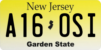 NJ license plate A16OSI