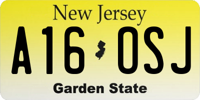 NJ license plate A16OSJ