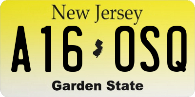 NJ license plate A16OSQ