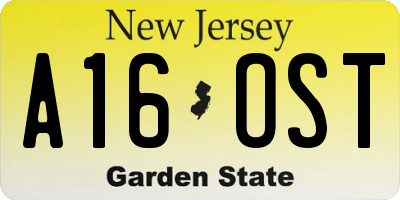 NJ license plate A16OST