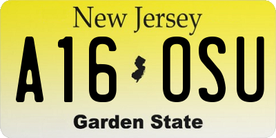 NJ license plate A16OSU