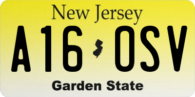 NJ license plate A16OSV