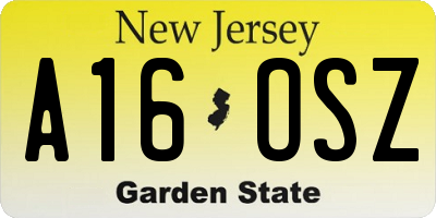NJ license plate A16OSZ