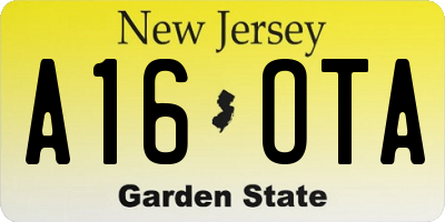 NJ license plate A16OTA