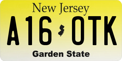 NJ license plate A16OTK